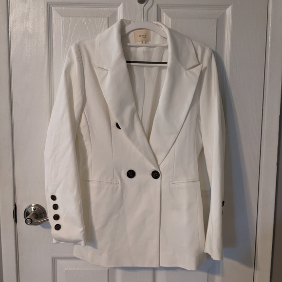 Like-New Reset by Jane Classic White Oversized Button Front Dad Blazer Size S - Picture 1 of 9